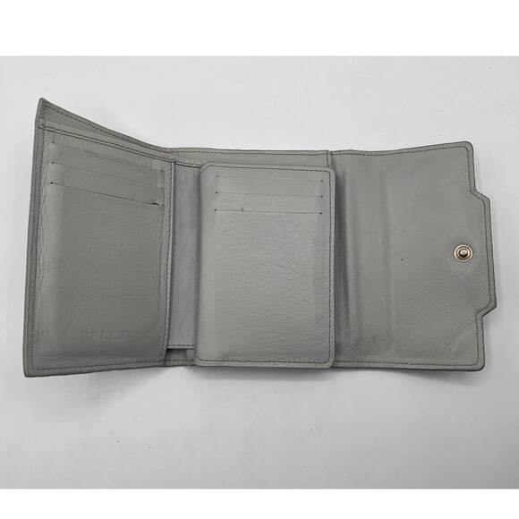 Velez Women's Tri-Fold Leather Wallet, Cracked Silver - Picture 4 of 11